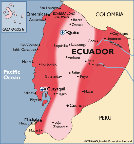 Malarial map of Ecuador