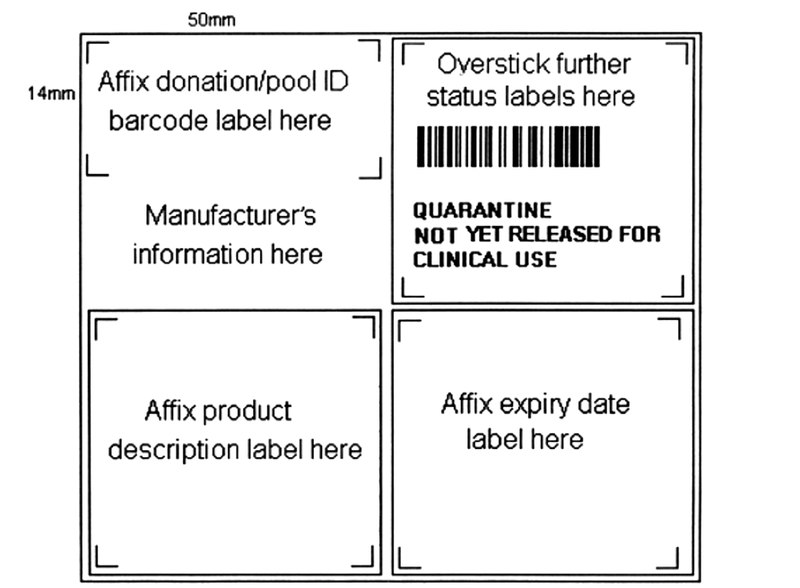 A diagram showing the base label design for tissue products using the square format. Following the diagram is a description.