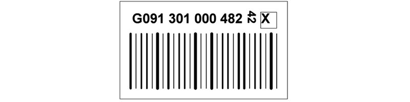 A diagram showing an example of a donation identification number for tissue products using process using a process control flag character and a check digit. Following the diagram is a description.