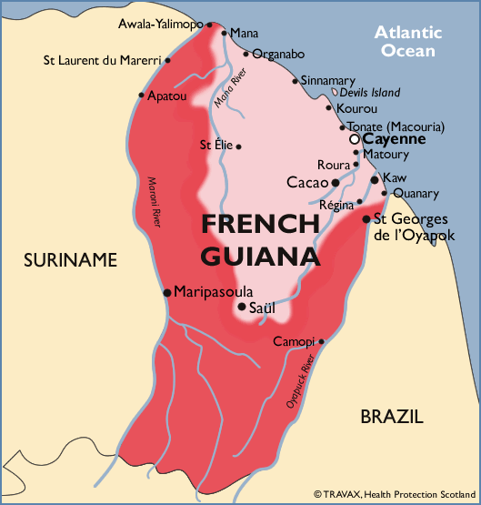 Malarial map of French Guiana