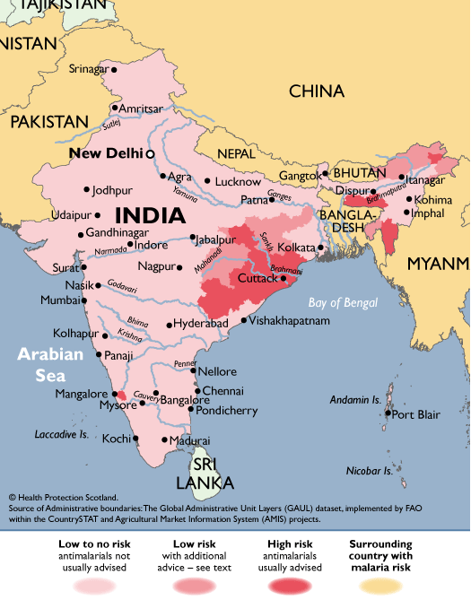Malarial map of India (current risk)