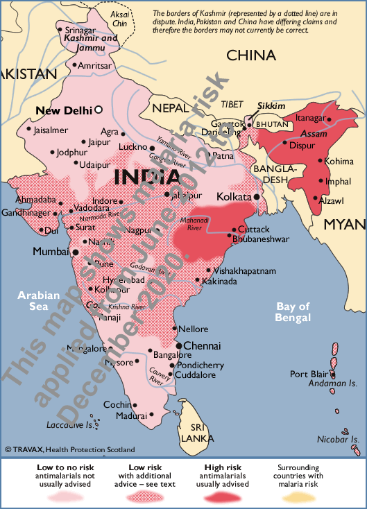 Malarial map of India (previous risk)