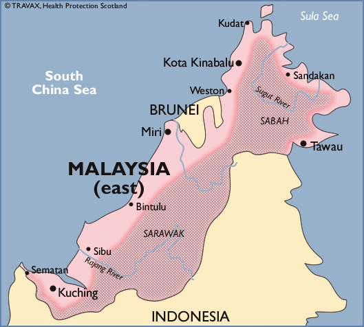 Malarial map of East Malaysia