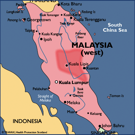 Malarial map of West Malaysia