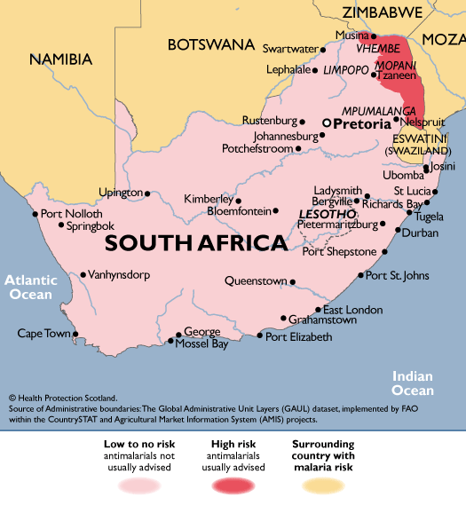 Malarial map of South Africa