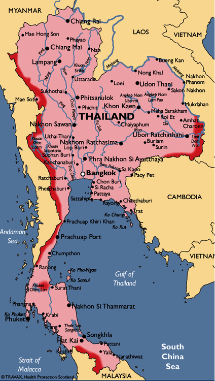 Malarial map of Thailand