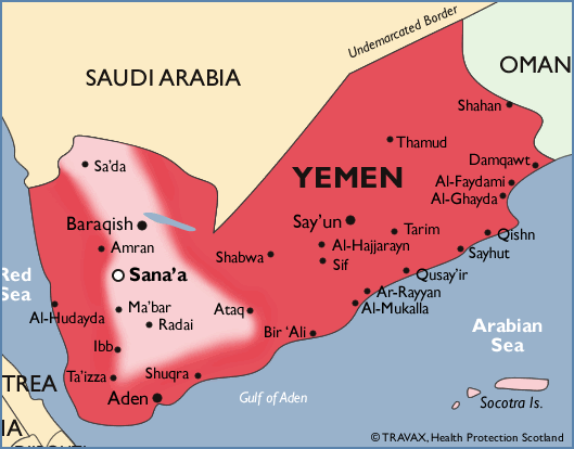 Malarial map of Yemen